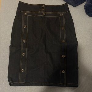 W by Worth dark blue and Gold stitching Knee-Length Pencil Skirt